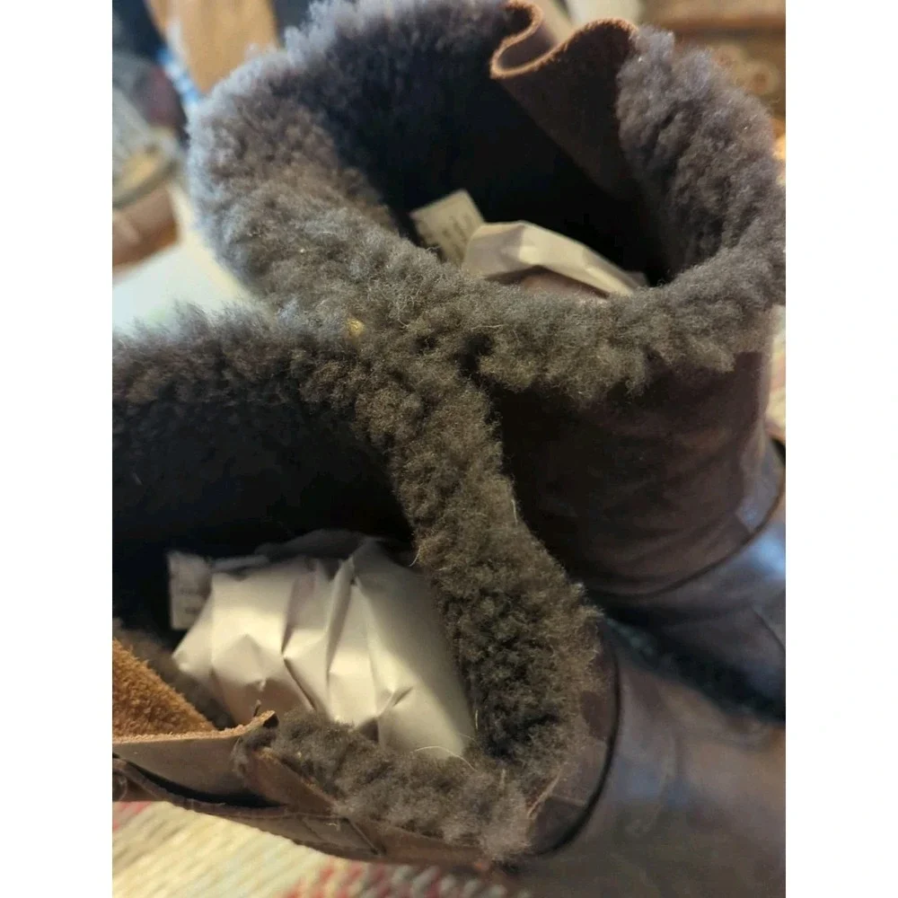 Australia Luxe Easy Rider Boots 11‎ M Brown Genuine Sheepskin Shearling EasyMoc